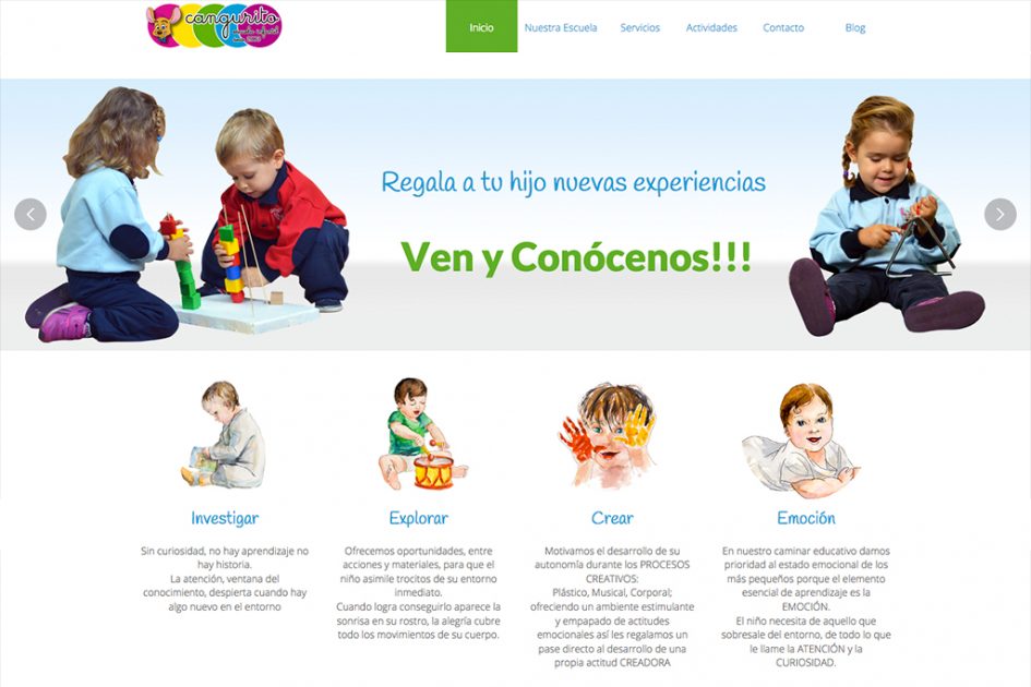 diseño web de la escuela infantil cangurito en Madrid