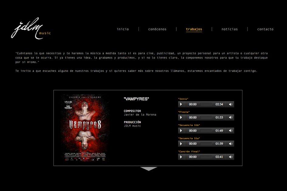 pagina interior de la web de jdlm music