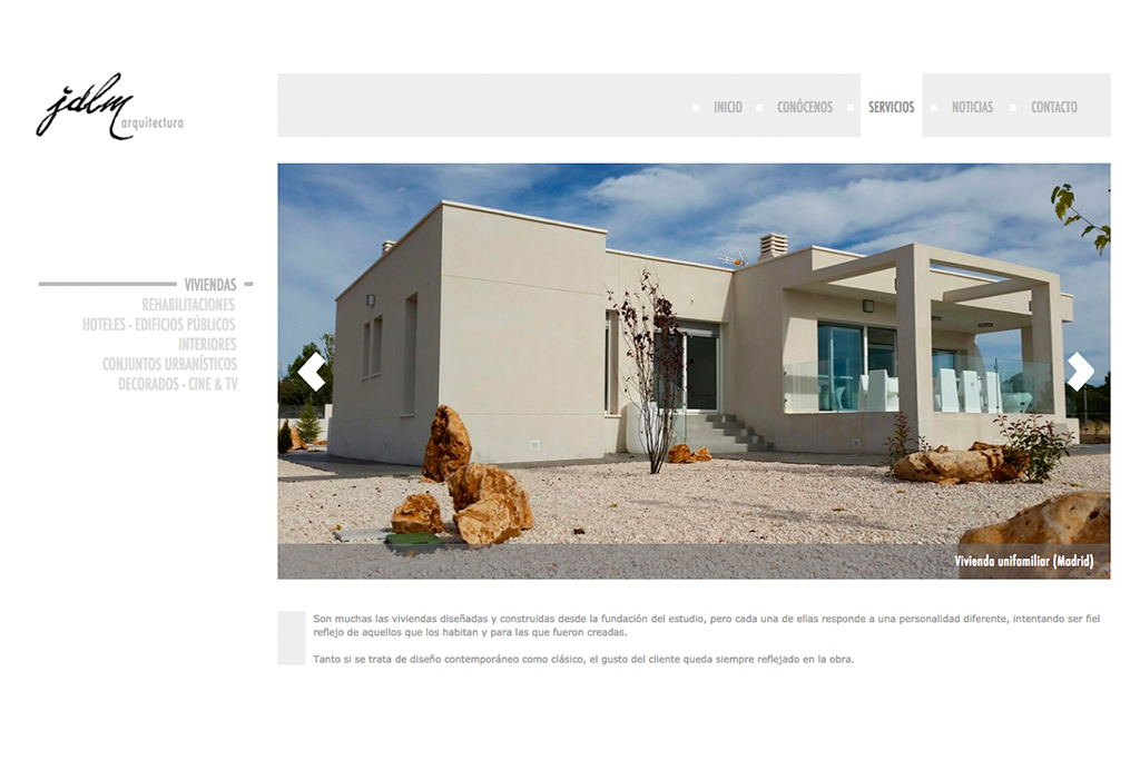 diseño pagina web interior de arquitectos en Madrid