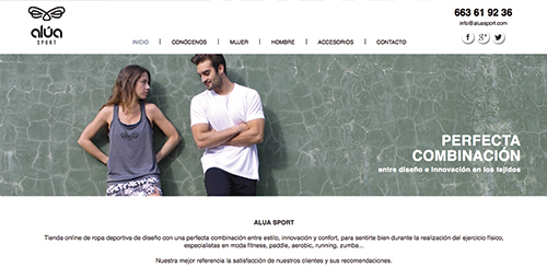diseño página web para ALUA SPORT Tienda Online